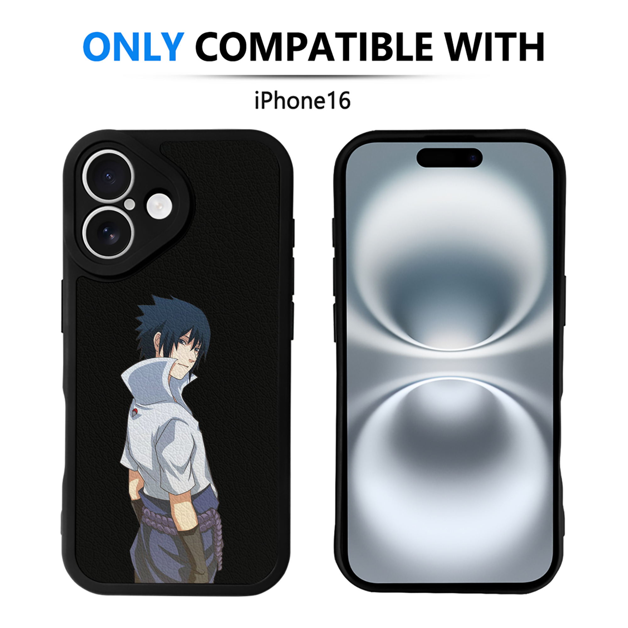 （画像用） NARUTO -ナルト- うちは サスケ Uchiha Sasuke 【iPhone 16シリーズ対応】シリコンスマホケース（レザー調） 材質：シリコン